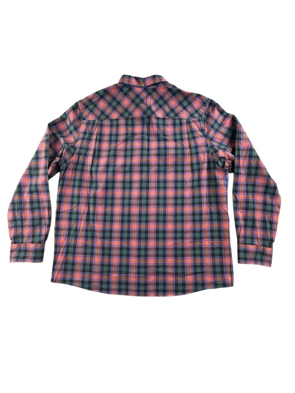 Duluth Trading Shirt Mens Large Green Pink Plaid Button Up Long Sleeve Untucked - Picture 2 of 16